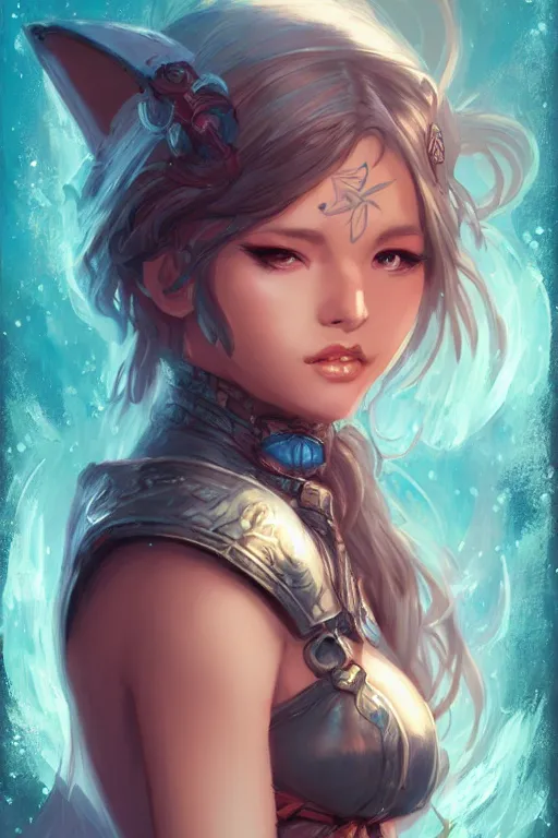Prompt: a portrait of a cute fantasy girl by Ross Tran and jeff easley
