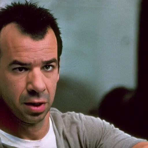 Prompt: “a still of Nathan Fielder as John McClane in Die Hard (1988)”