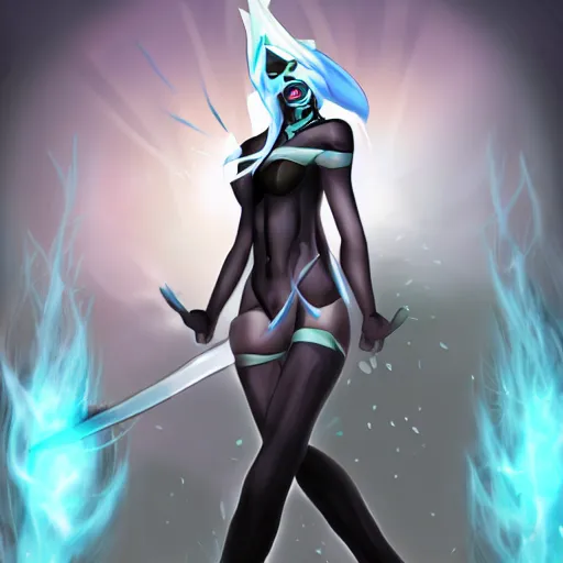 Image similar to Karthus from League of Legends as Femboy