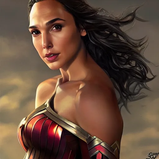 Image similar to gal gadot in the style of stefan kostic, realistic, full body, sharp focus, 8 k high definition, insanely detailed, intricate, elegant, art by stanley lau and artgerm