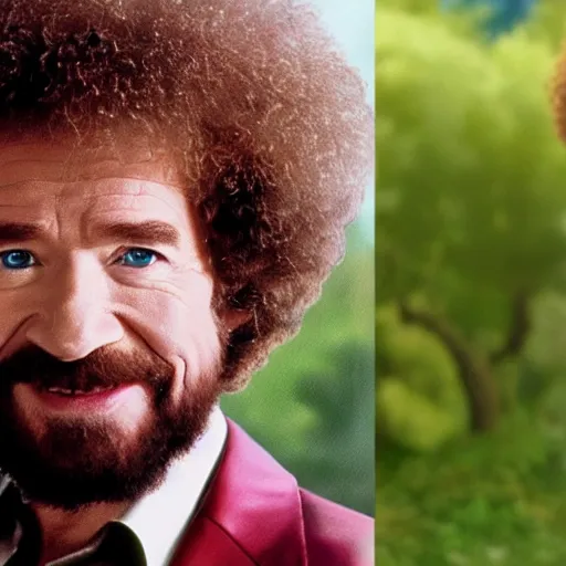 Image similar to a still of Bob Ross as Ironman