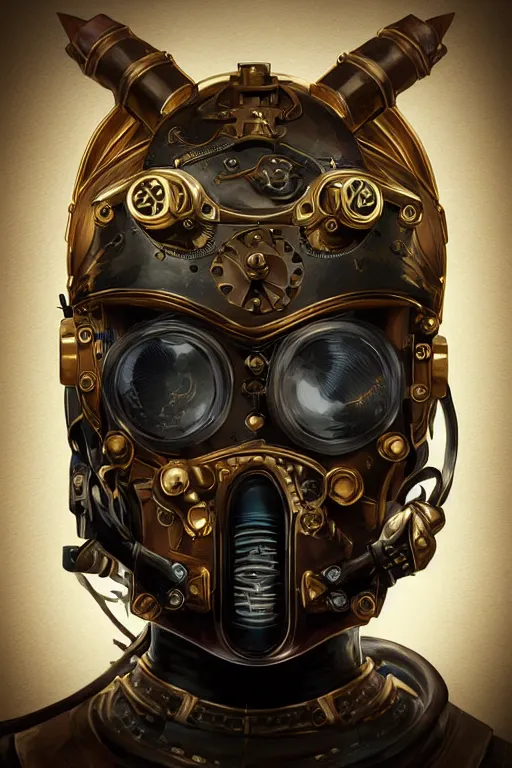 Image similar to steampunk helmet fantasy art mask robot ninja stylized digital illustration sharp focus, elegant intricate digital painting artstation concept art global illumination ray tracing advanced technology chaykin howard and campionpascale and cooke darwyn and davis jack