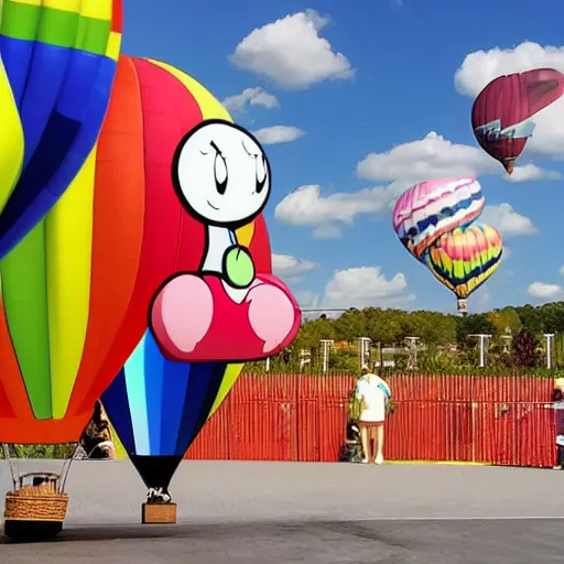 Image similar to hot balloon in the air of a cartoon character