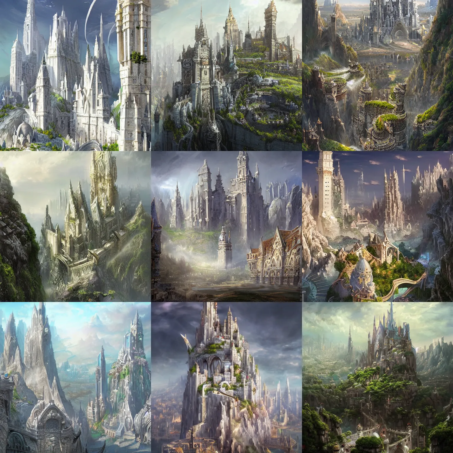 Prompt: fantasy city built from white smooth stone, gleaming, glorious, awe-inspiring, breathtaking, high towers, walls, grass field surrounding the city, fantasy art, intricate, elegant, trending on artstation, digital art, by Stanley Artgerm Lau, WLOP, Rossdraws, James Jean, Andrei Riabovitchev, Marc Simonetti, Yoshitaka Amano