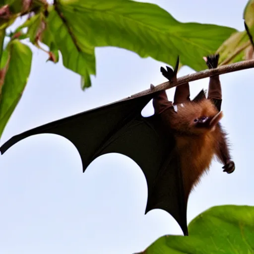 Image similar to a bat eating a banana