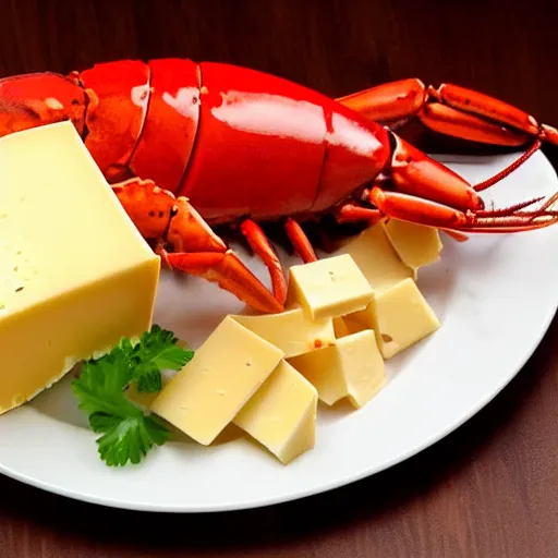 Image similar to lobster holding cheese on it's claws