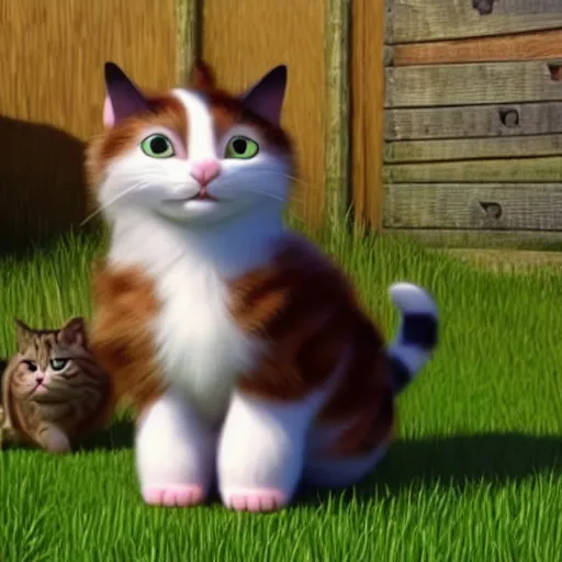 Prompt: cat in the style of barnyard movie