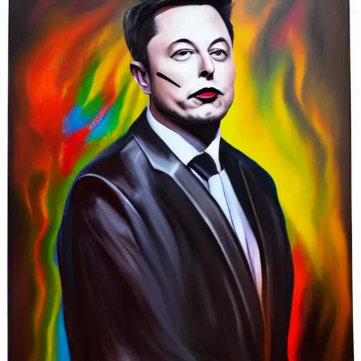 Image similar to Surrealist Portrait painting of Elon Musk, futuristic