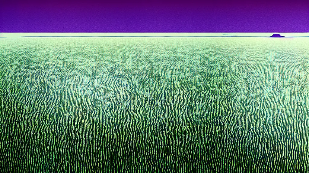 Prompt: dramatic landscape of rice fields of toyama, japan, a collage painting, in the style of wes anderson, lola dupre, david hockney, isolated on negative white space background dark monochrome neon fluorescent spraypaint accents volumetric octane render