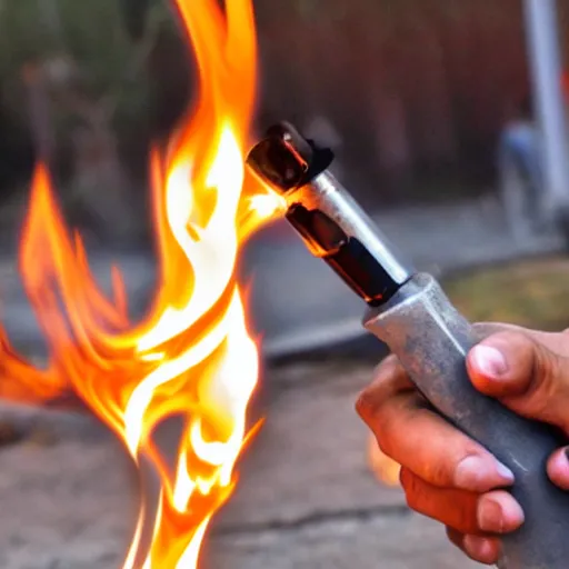 Prompt: crack addicts torching things with handheld propane torches