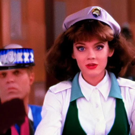 Prompt: film still from Police Academy 2 (1985), Judy Hopps as a real human young woman