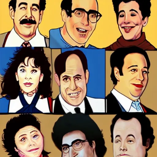 Image similar to the cast of seinfeld, by jeehyung lee