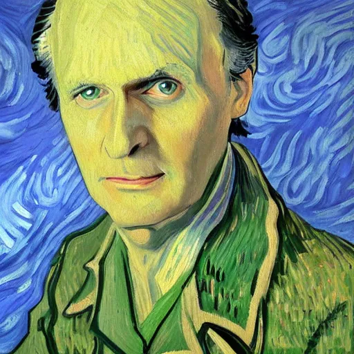 Prompt: a painting of alan alda from mash, trending on artstation, impressionist style, van gogh