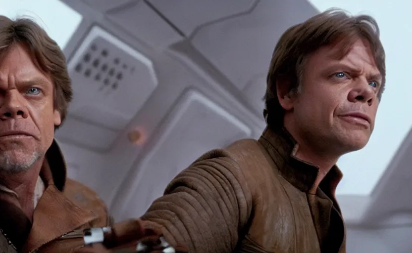 Prompt: a still of mark hamill as han solo in star wars, 8 k