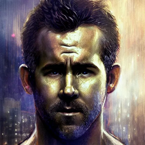 Prompt: ryan reynolds, hyperrealistic portrait, bladerunner street, art of elysium by jeremy mann and alphonse mucha, fantasy art, photo realistic, dynamic lighting, artstation, poster, volumetric lighting, very detailed face, 4 k, award winning