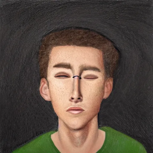 Prompt: portrait of a teenage boy's face with no eyes