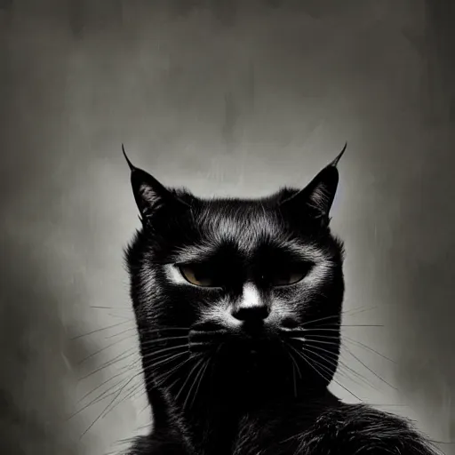 Prompt: [ threateningly supposed evil anthropomorphic black cat ]! illustrated by [ trevor henderson ]!, horror! art style, macabre feel, dark! atmosphere and lighting, 4 k photorealistic! photography, shot by jimmy nelson, trending on [ unsplash ]!, contest winner, cgsociety photorealism, award winng