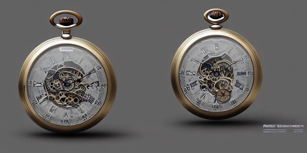 Image similar to exploded view of a pocket watch, highly detailed illustration, photorealistic diagram, 8 k resolution, octane render,