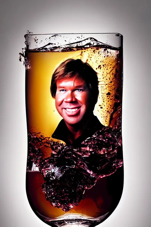 Prompt: 📷 red wine in a glass with steve irwin's face 🍷, made of drink, still image, dynamic lighting, 4 k