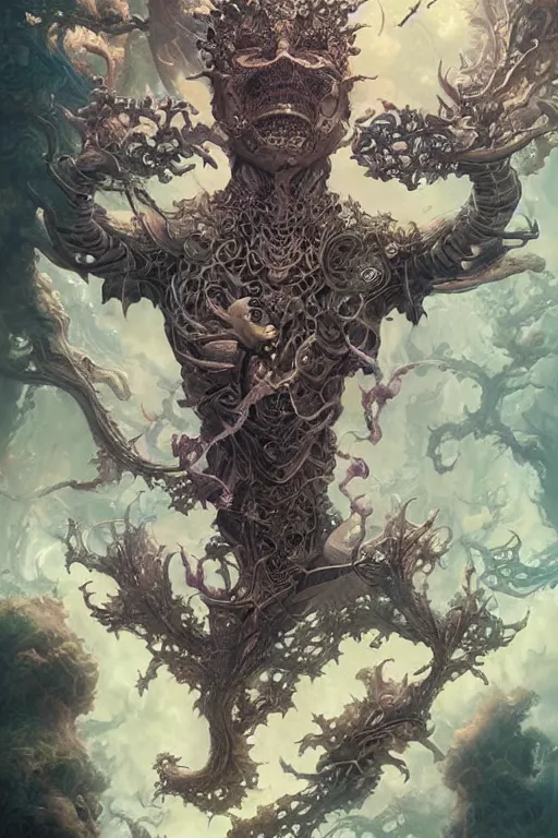 Prompt: the world, tarot card, fantasy drawing made of fractals, ultra realistic, wide angle, intricate details, highly detailed by peter mohrbacher, hajime sorayama, wayne barlowe, boris vallejo, aaron horkey, gaston bussiere, craig mullins