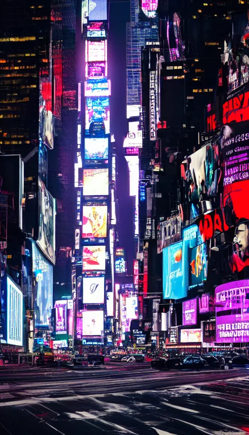 Image similar to 8k high resolution photograph of cyber punk New York Times Square at night