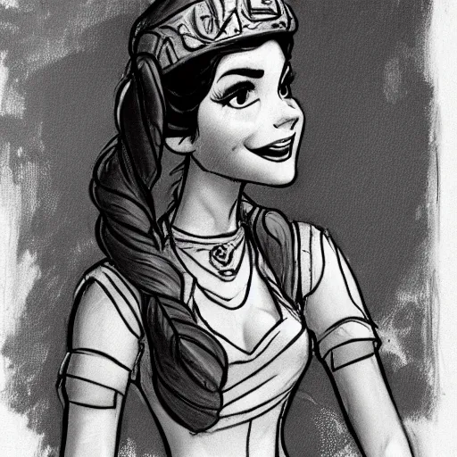 Image similar to milt kahl sketch of victoria justice as princess padme from star wars