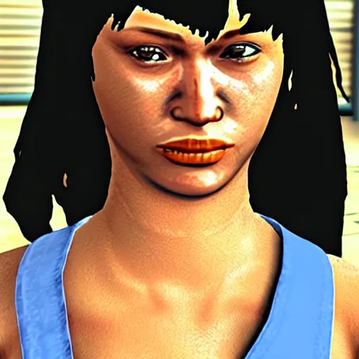 Prompt: close up of a woman in GTA San Andreas, PlayStation 2 graphics, low quality 3D model