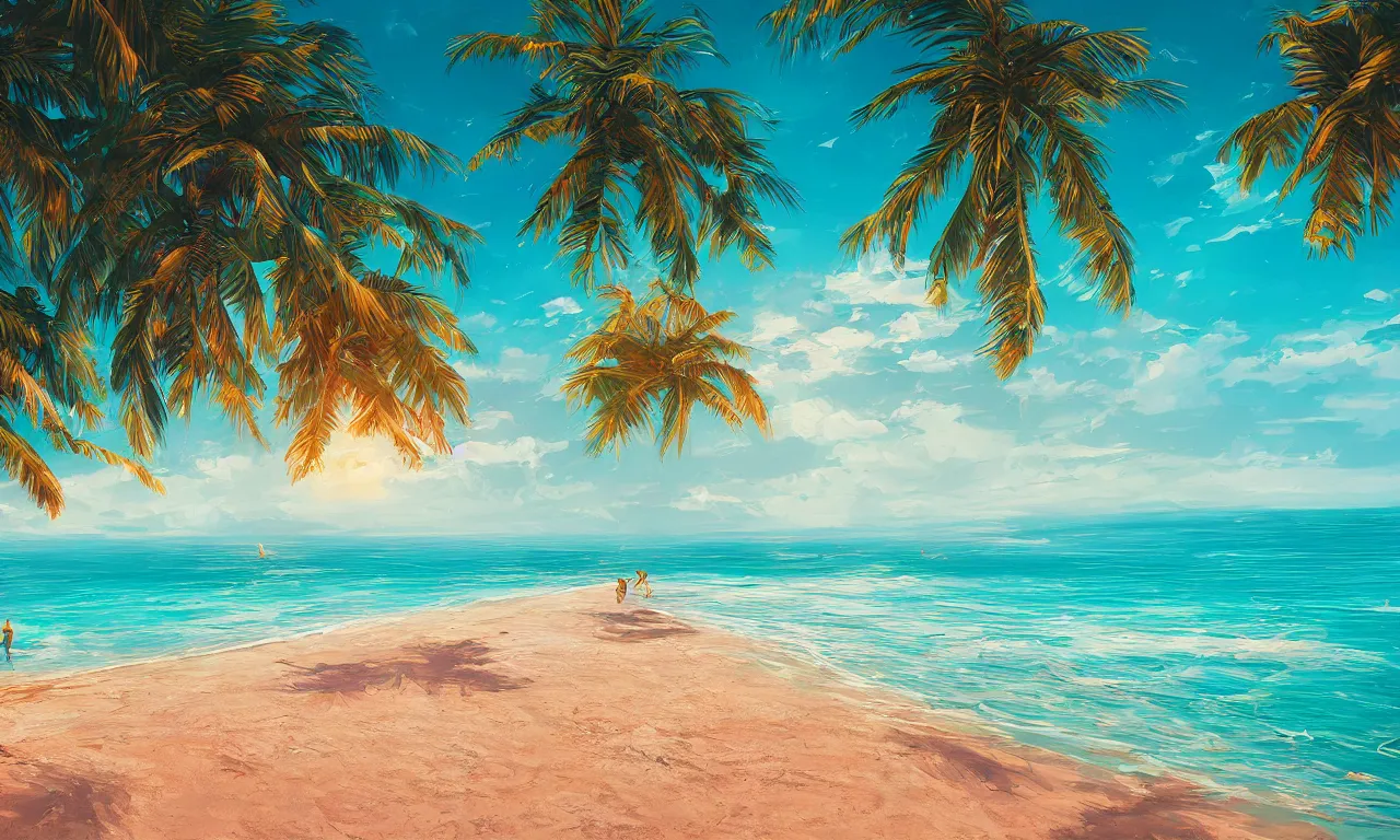 Image similar to paradise beach by alena aenami artworks in 4 k