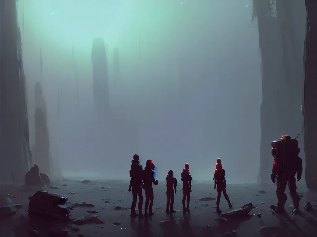 Image similar to first contact between humans and aliens by atey ghailan, ismail inceoglu, roberto ferri, clive madgwick, artstation, volumetric light, high detail, perfect, concept art, 8 k, realistic