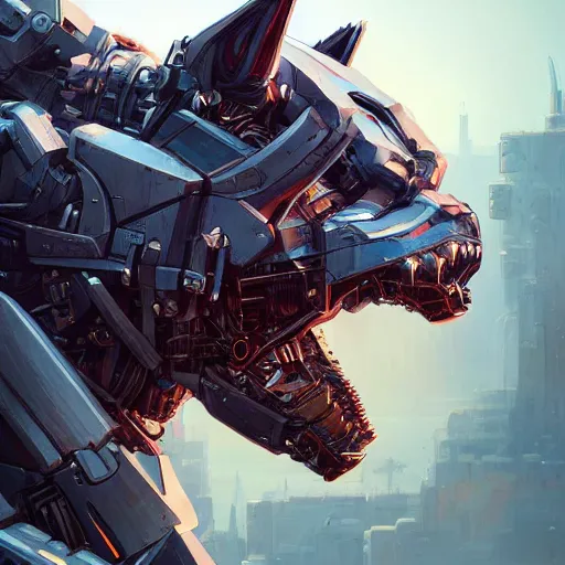 Prompt: an angry cyborg wolf apex predator. robotic parts, mech, intricate, epic lighting, cinematic composition, hyper realistic, 8 k resolution, unreal engine 5, by artgerm, tooth wu, dan mumford, beeple, wlop, rossdraws, james jean, marc simonetti, artstation