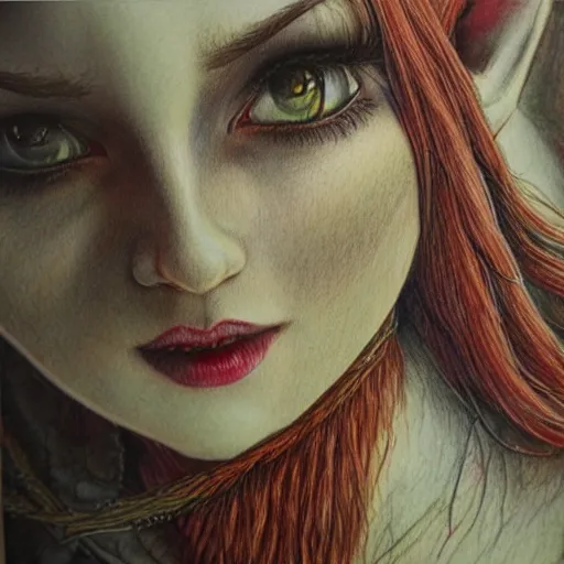 Image similar to Colored pencil art on paper, Frost Elf, highly detailed, artstation, MasterPiece, Award-Winning, Caran d'Ache Luminance