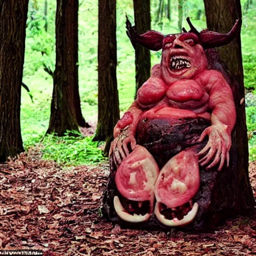 Prompt: big fat butcher with a scary face chops a piece of meat on the stump in a dark forest, old photo, scary, creepy, terrible atmosphere