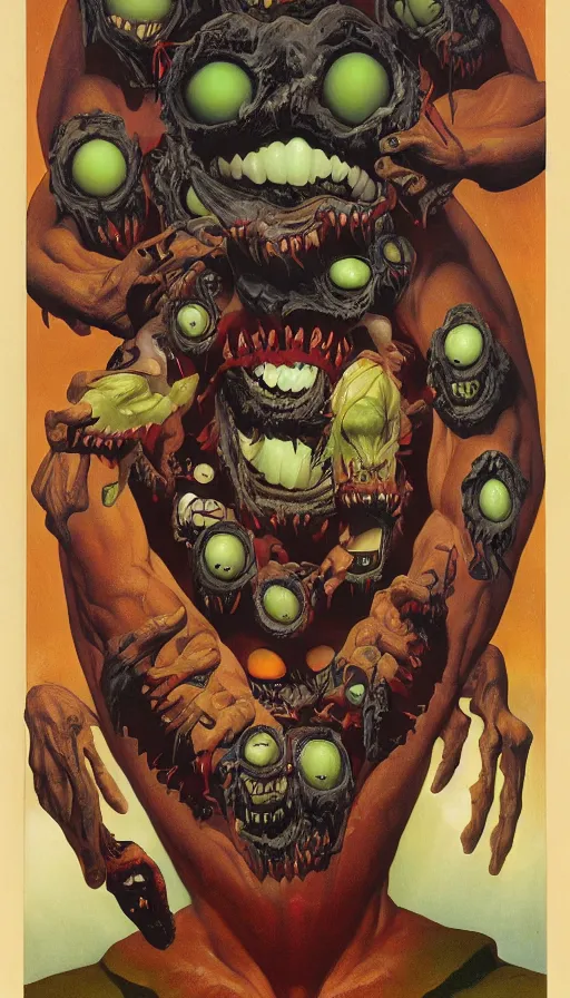 Prompt: a storm vortex made of many demonic eyes and teeth, by thomas blackshear