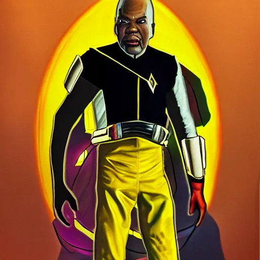 Prompt: commander laforge from star trek the next generation. realistic concept art painting,