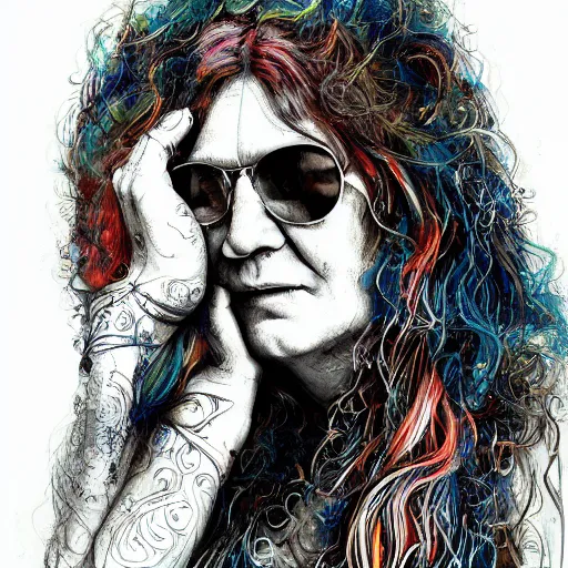 Prompt: An extremely psychedelic portrait of Janis Joplin, surreal, LSD, face, detailed, intricate, elegant, lithe, highly detailed, digital painting, artstation, concept art, smooth, sharp focus, illustration