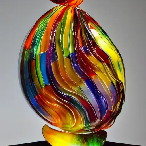 Prompt: beautiful glass sculpture of woman in style of dale chihuly, trending on artstation