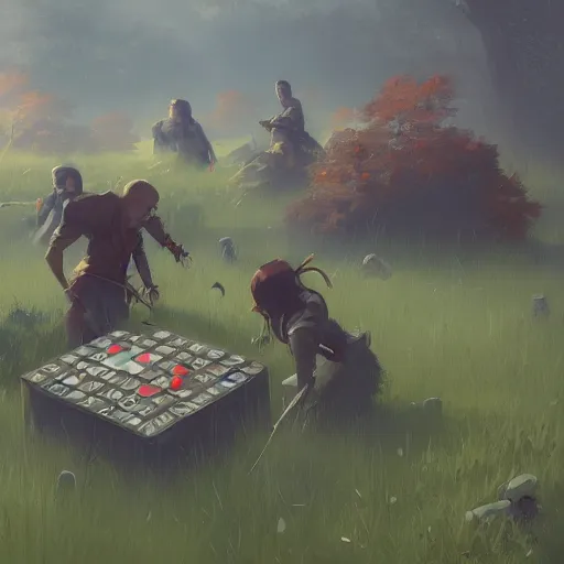 Image similar to a beautiful game concept art of a game field for the game tic tac toe, by greg rutkowski, featured on artstation