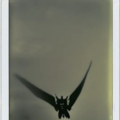 Image similar to Polaroid photo of Mothman