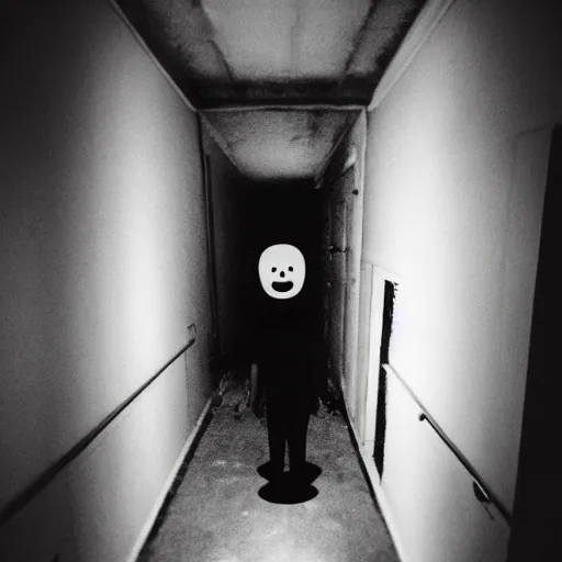 Image similar to adventure time, creepy, horror, off - putting, dark, hallway, photo, paranormal