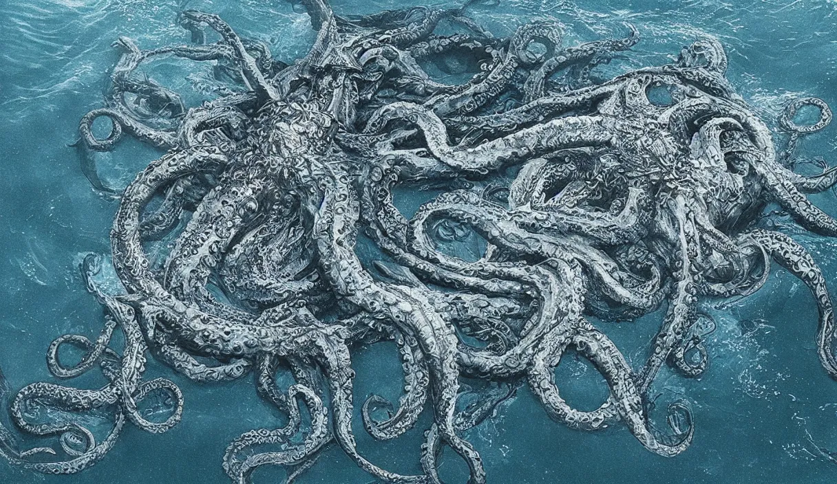 Image similar to kraken in the middle of the sea, hd, hdr, 8 k