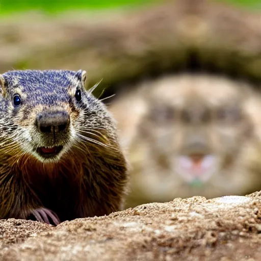 Image similar to a groundhog diving, realistic, photo wide angle, 8K