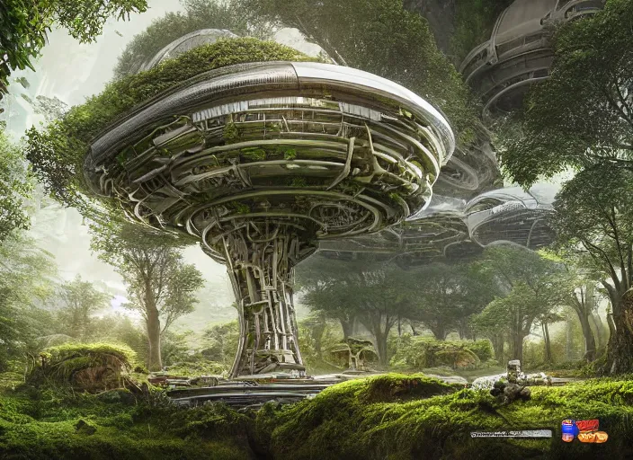 Prompt: detailed underground lair hideout, complex robotic apparatus, shire, utopian hobbit-hole, intricate futuristic technology, arcology made out of lush flora, dense quaint pastoral fantasy landscape, giant PC water cooling tubes filled with glowing liquid illuminating, shire, magic hour, futuristic treehouse jungle, 3d render by Ivan Shishkin