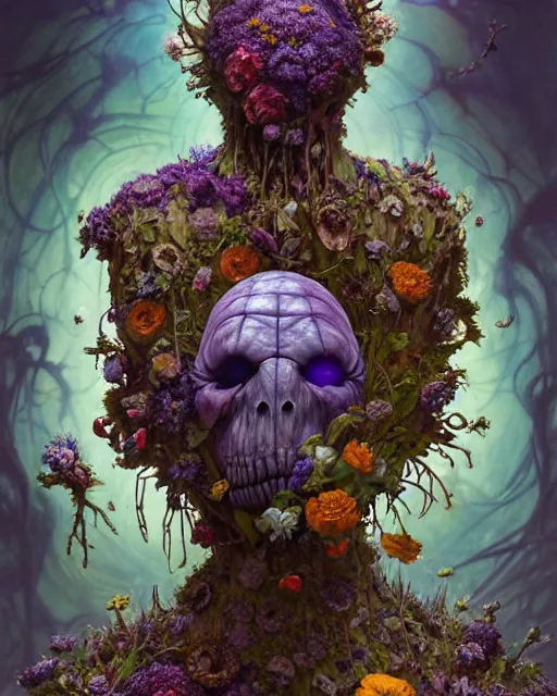 Image similar to the platonic ideal of flowers, rotting, insects and praying of cletus kasady carnage thanos dementor wild hunt doctor manhattan chtulu mandelbulb ponyo bioshock davinci heavy rain, d & d, fantasy, ego death, decay, dmt, art by artgerm and greg rutkowski and alphonse mucha and giuseppe arcimboldo