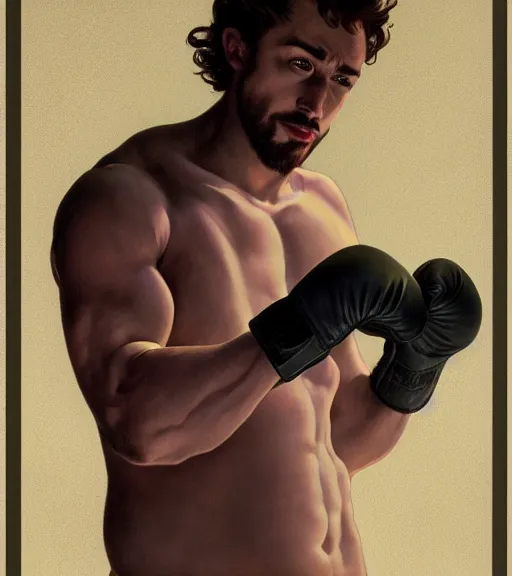 Prompt: Gigachad Sam Hyde ready for battle, boxing stance, wearing the gloves of death, sigma male, accurately portrayed, portrait art by alphonse mucha and greg rutkowski, highly detailed, digital painting, concept art, illustration, dim lighting with twilight rays of sunlight, trending on artstation, very detailed, smooth, sharp focus, octane render, close up