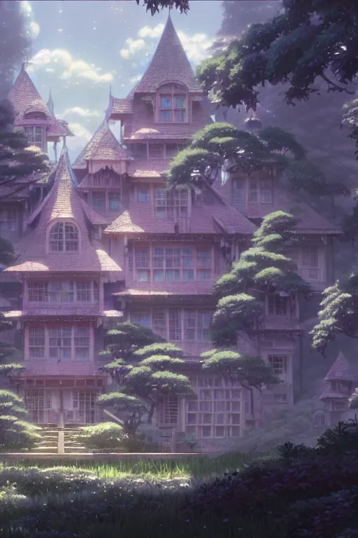 Image similar to crystal castle, exquisite details, denoised, mid view, by artsation, greg rutkowski, makoto shinkai, takashi takeuchi, studio ghibli