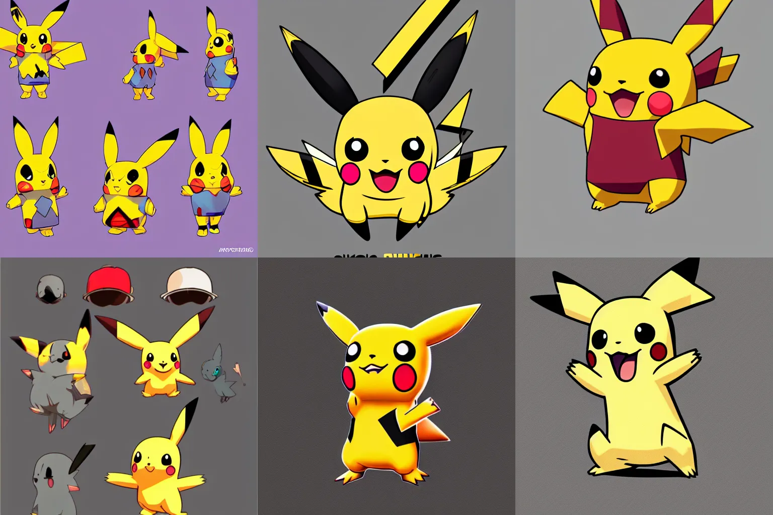 Prompt: stylized cute pikachu character design, dynamic pose pokemon, stunning illustration trending on artstation