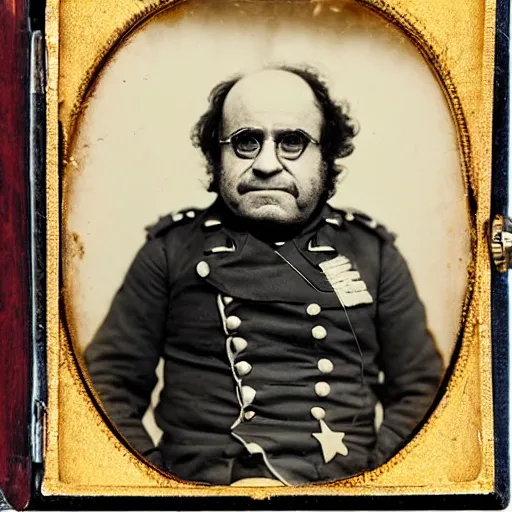 Image similar to daguerreotype photograph of danny devito as a civil war general