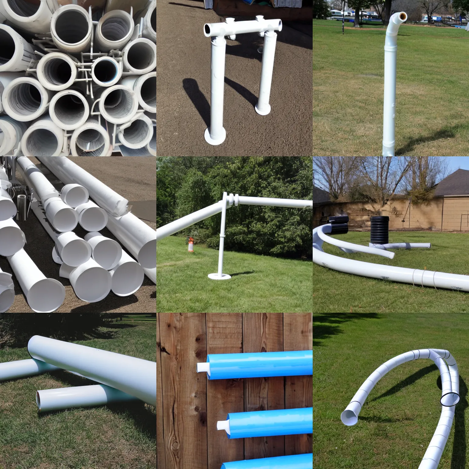 Prompt: Photo of a PVC pipe contraption