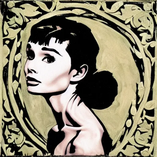 Image similar to audrey hepburn art by donatello