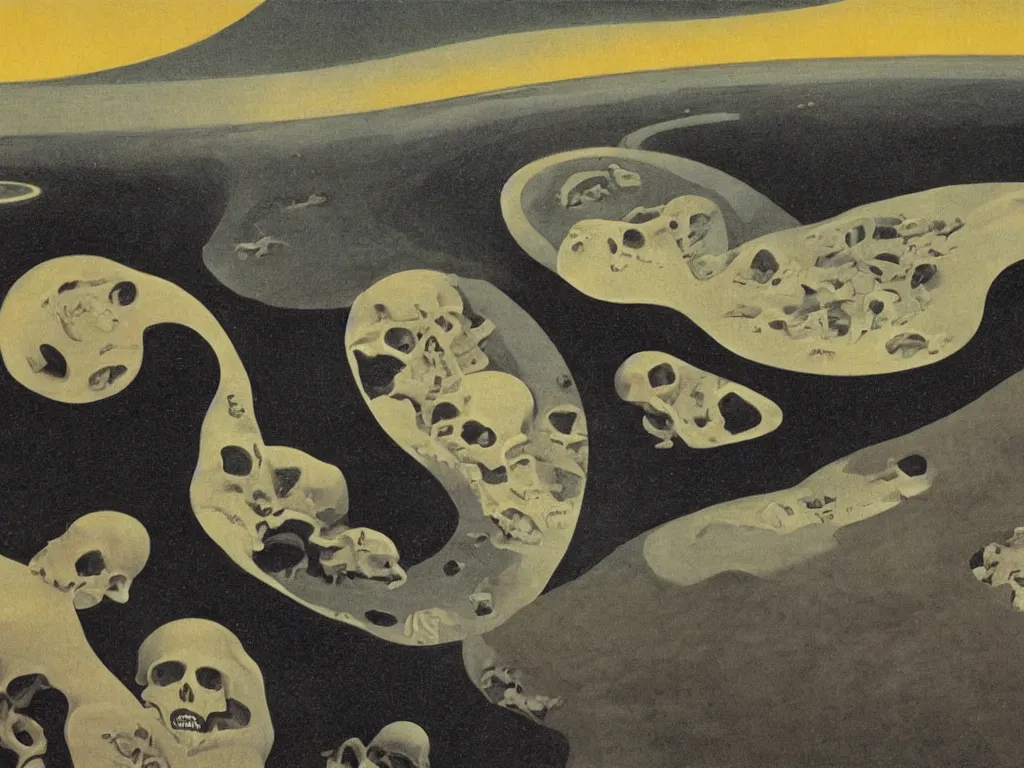 Image similar to The world as seen from the orbits of the skull. Painting by Harald Sohlberg.